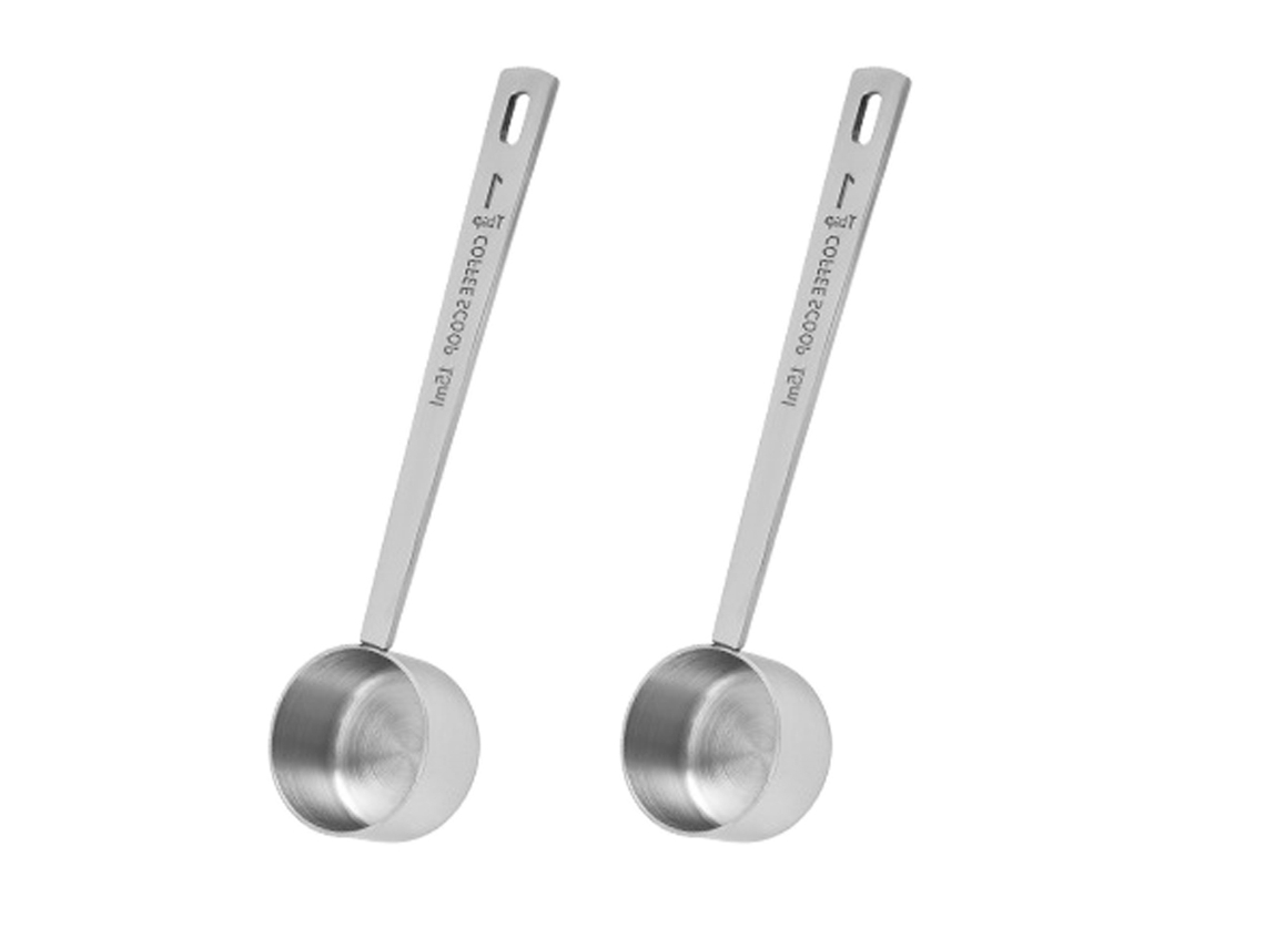 Juego de 2 cucharas medidoras de café de acero inoxidable (15 ml) RNEMITERY
