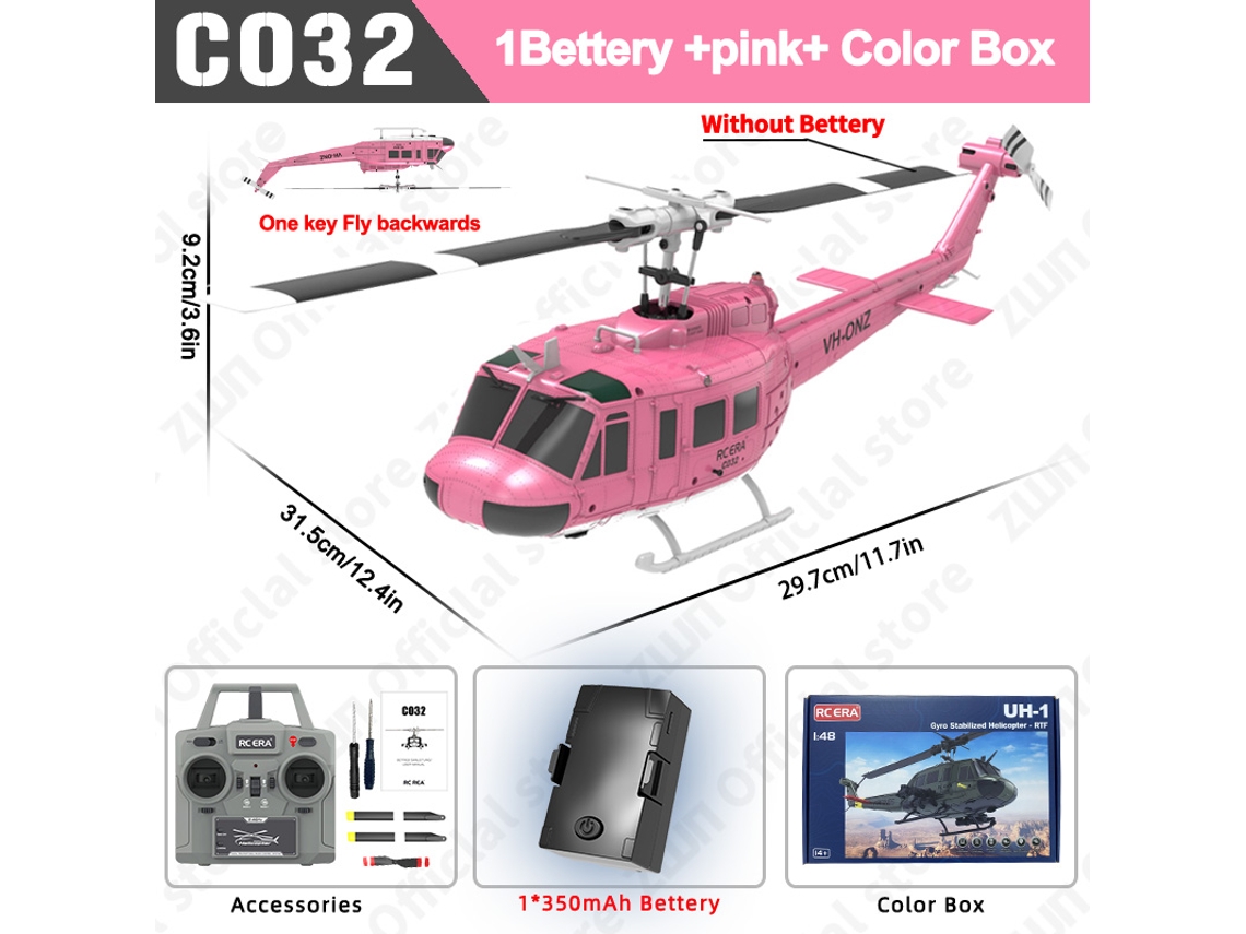 Helicóptero RC C032 2.4G, giroscopio de 6 ejes, 6 canales, retención de altitud, flujo óptico, sin escobillas, control remoto para niños, rosa, Aeuzwr