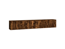 Estantería/Muebles de TV de Pared 3 Pzs 80X34,5X40 Cm Roble Ahumado