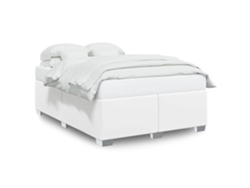 Maison Exclusive - Estructura De Cama Sin Colchón, Color Blanco, Tamaño Matrimonial, Piel Sintética
