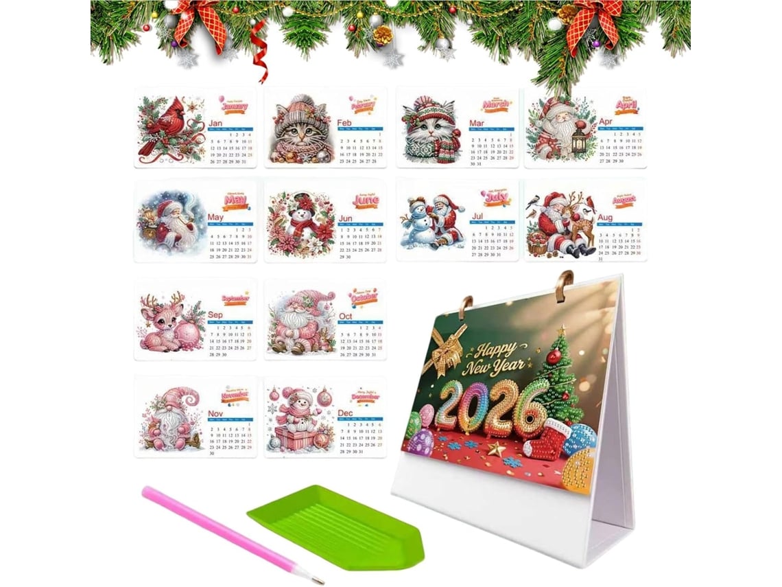 Calendario De Escritorio Con Diseño De Gemas | De Con 2026 Artículos De Oficina Para La Escuela