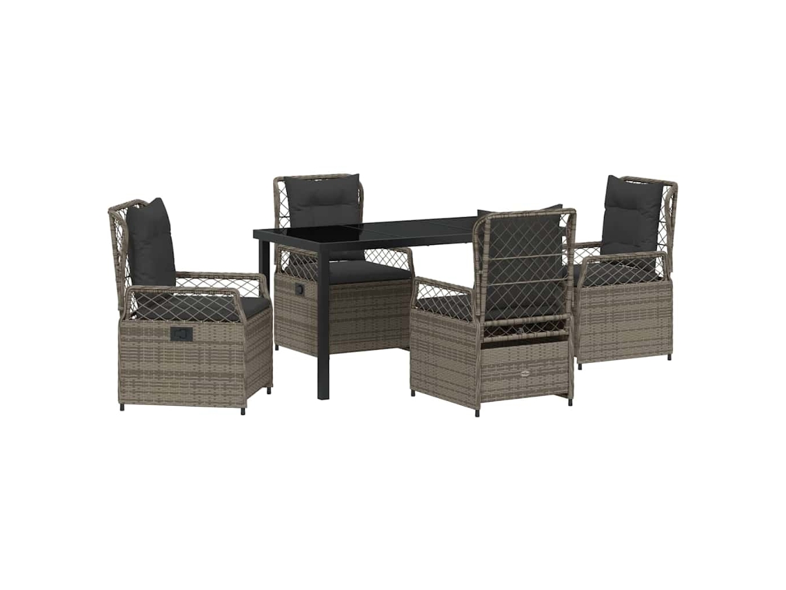 Juego de comedor de jardín de 5 piezas de mimbre gris EXCLUSIVO DE LA CASA