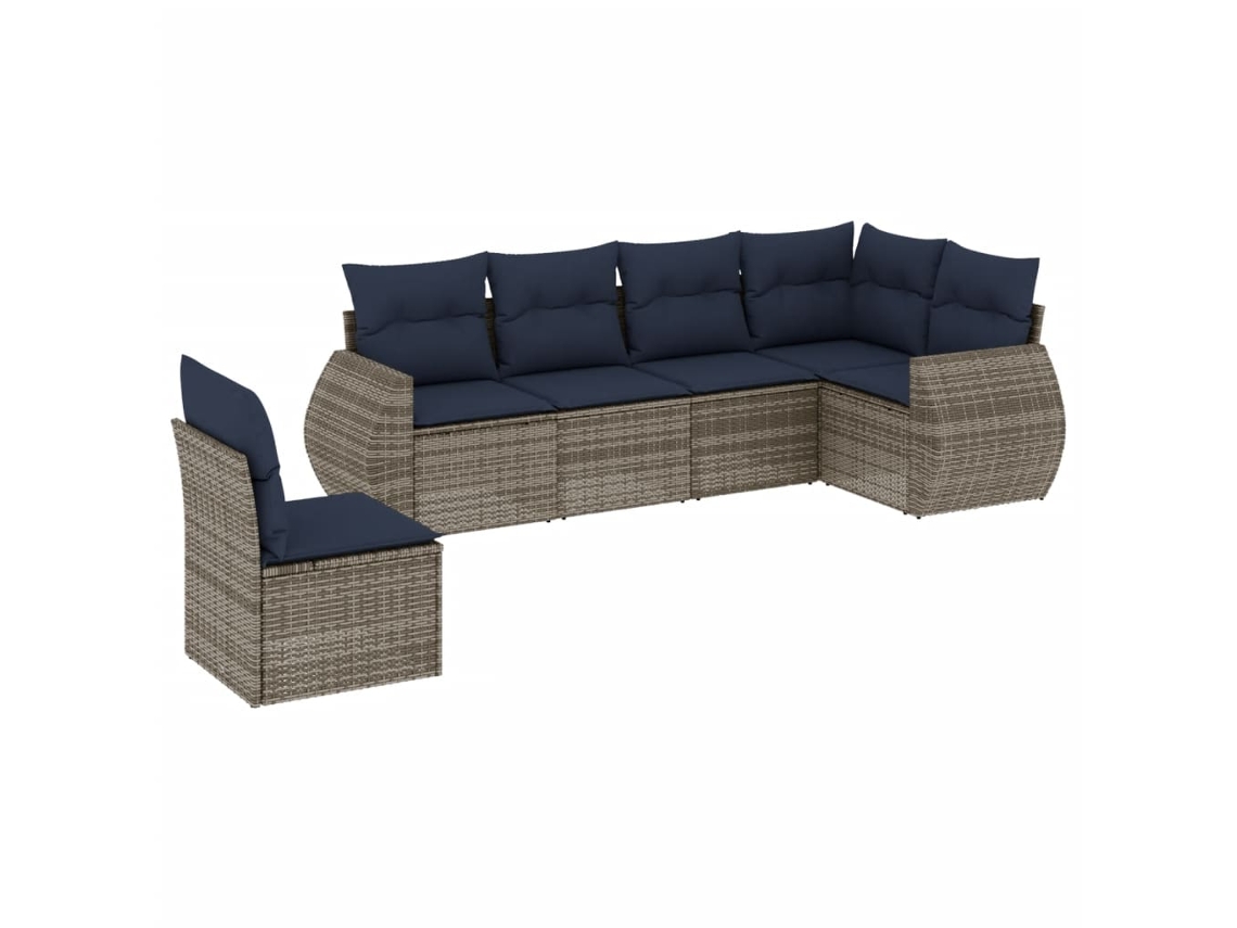 Maison Exclusive - Conjunto De Sofá De Jardín De 6 Piezas Con Cojines, Poliratán Gris