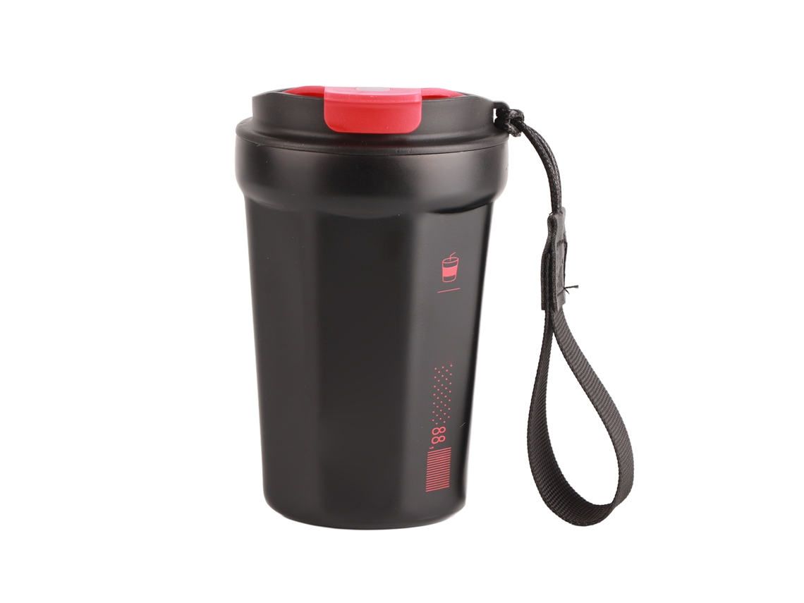 Taza Térmica Portátil De Acero Inoxidable De 390 Ml, Mantiene El Café Caliente O Frío, Ideal Para Acampar O Para La Oficina, Color Negro.