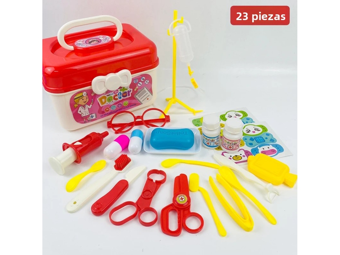 Kit médico infantil, suministros hospitalarios, bolsa de herramientas para enfermeras Mdug (rojo, 23 piezas)