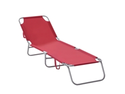 Tumbona Plegable Ajustable, Estructura Metálica, 187x55x24cm, Rojo Vino