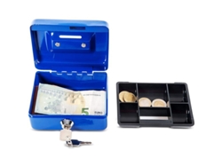 2026altiro-caja De Metal Portátil Con Cerradura, De 12,5 X 9,5 X 6 Cm, Con Ranura Para Monedas. Ideal Como Hucha, Caja Fuerte Pequeña O Cajón Para Dinero En Efectivo. Color Azul.