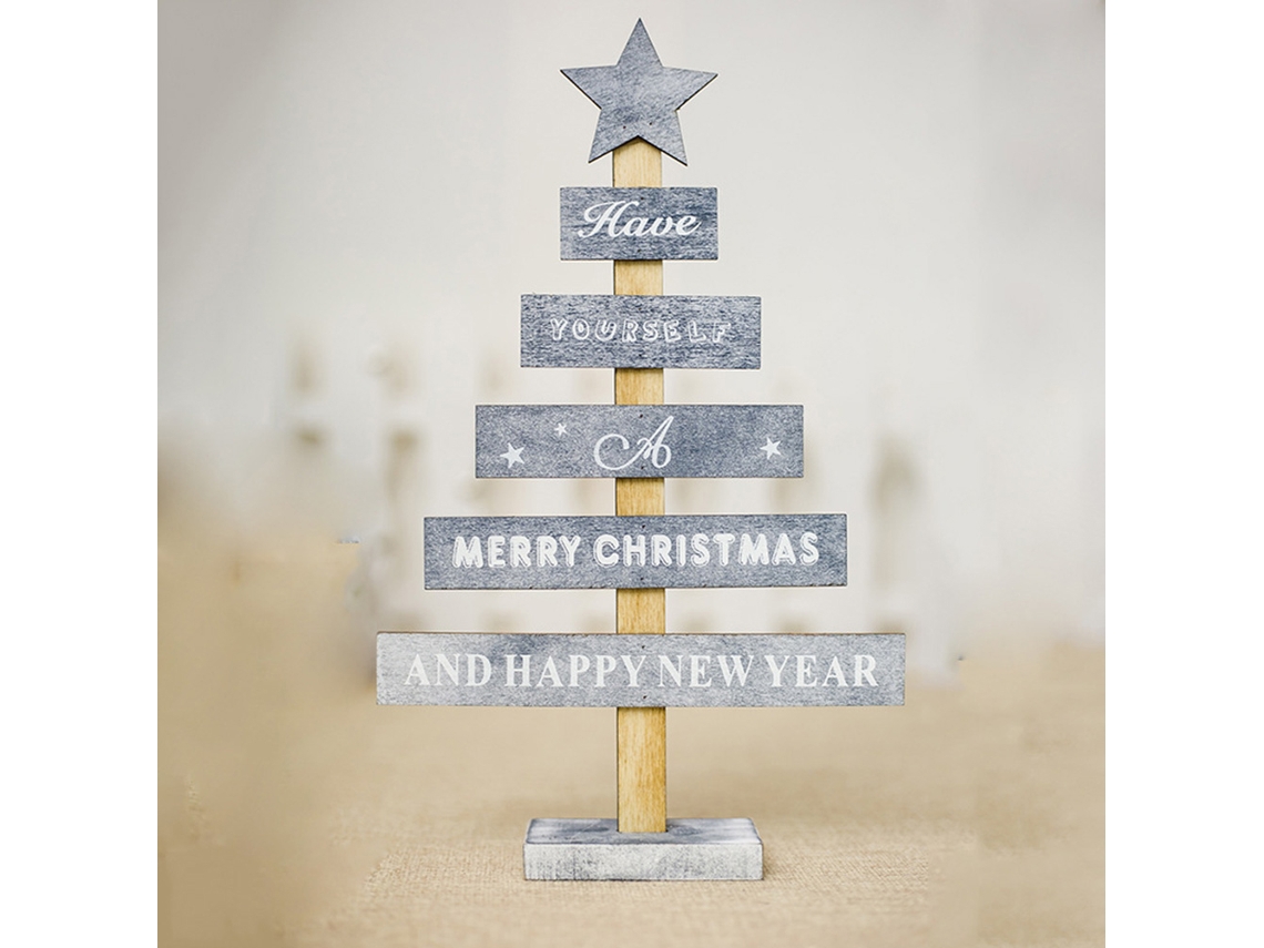Adorno navideño para árbol con decoración pintada y expositor de mesa
