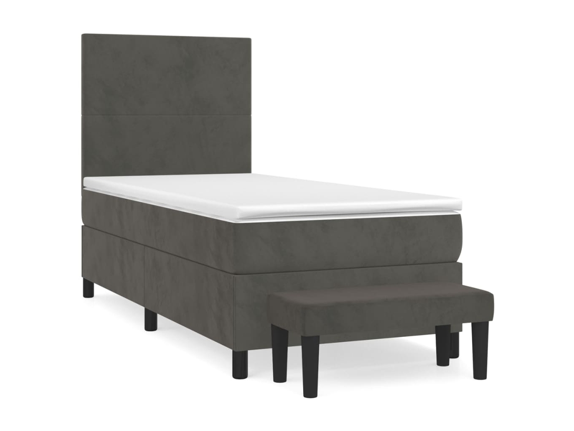 Maison Exclusive - Cama Box Spring Con Colchón Terciopelo Gris Oscuro 90x200 Cm
