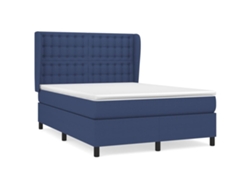 Maison Exclusive - Cama Box Spring Con Colchón Tela Azul 140x190 Cm