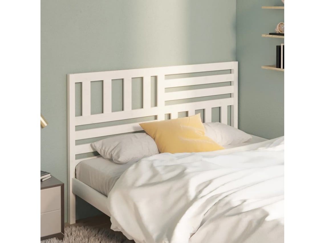 Cabecero De Cama Madera Maciza De Pino Blanco 126x4x100 Cm