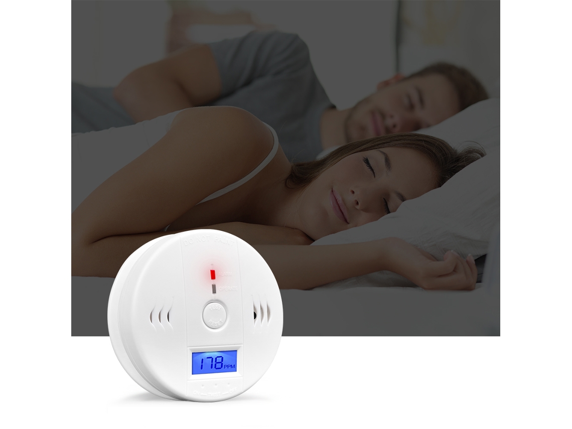 Detector De Monóxido De Carbono Con Pantalla Lcd Y Alarma, 85 Db, Funciona Con Pilas.