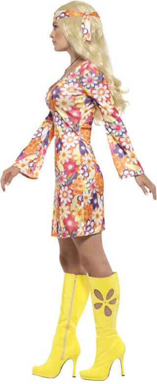 Smiffys45520l Floral De hippy con vestido pañuelo para el cuello medal multicolor leu tamaño 4446 45520l mujer disfrazzes talla