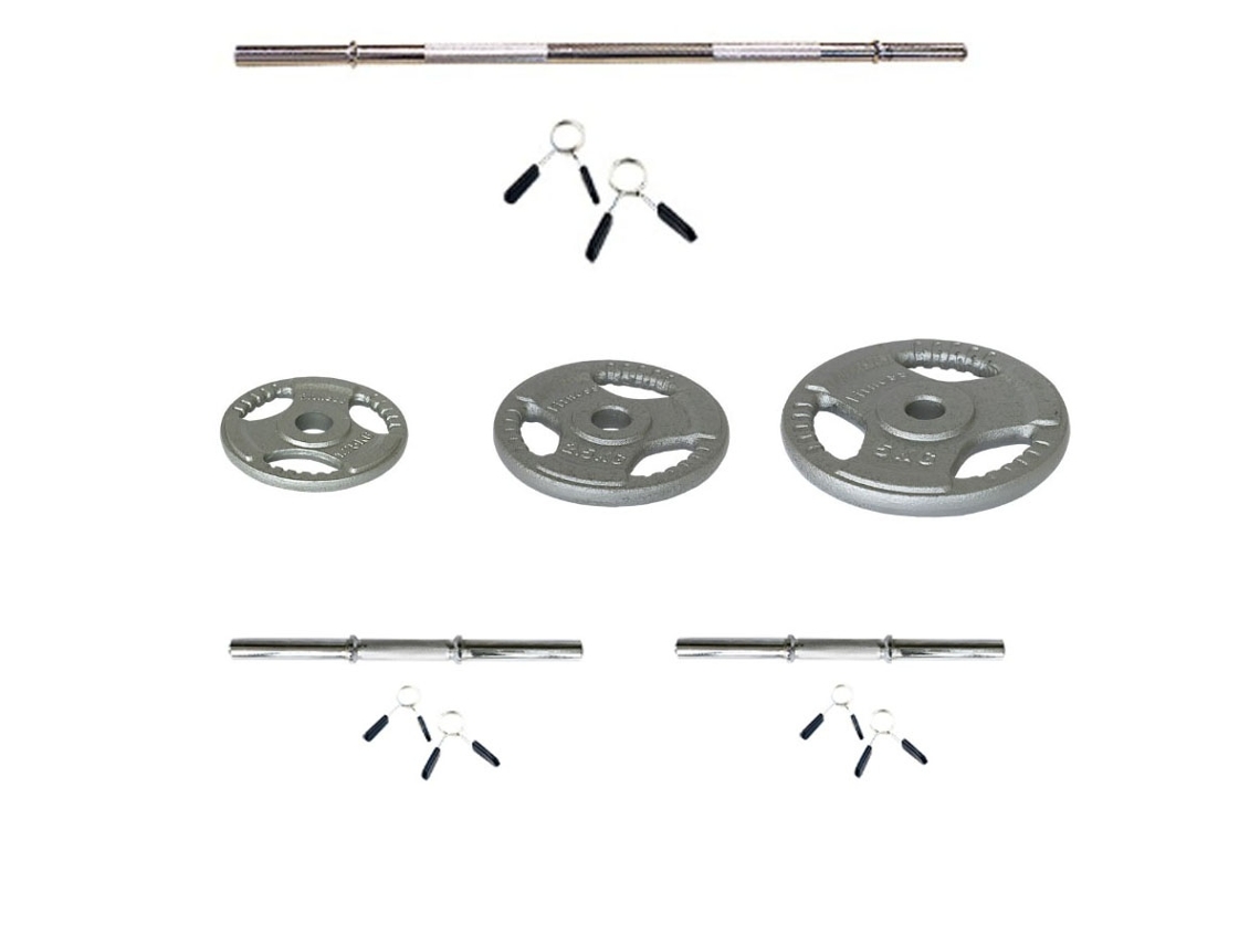 Kit de barra, mancuernas y discos de pesas VIOK de 1,80 m