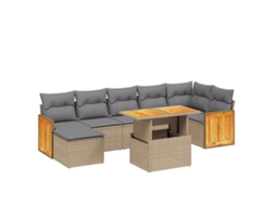 Maison Exclusive - Juego De Sofás De Jardín Con Cojines Beige 8 Pzas Ratán Pe