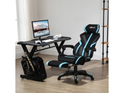 VPMKP - Silla gamer Vinsetto con reposapiés retráctil, giratoria, reclinable, reposacabezas, altura ajustable, 65x65x119-129 cm, negra y azul