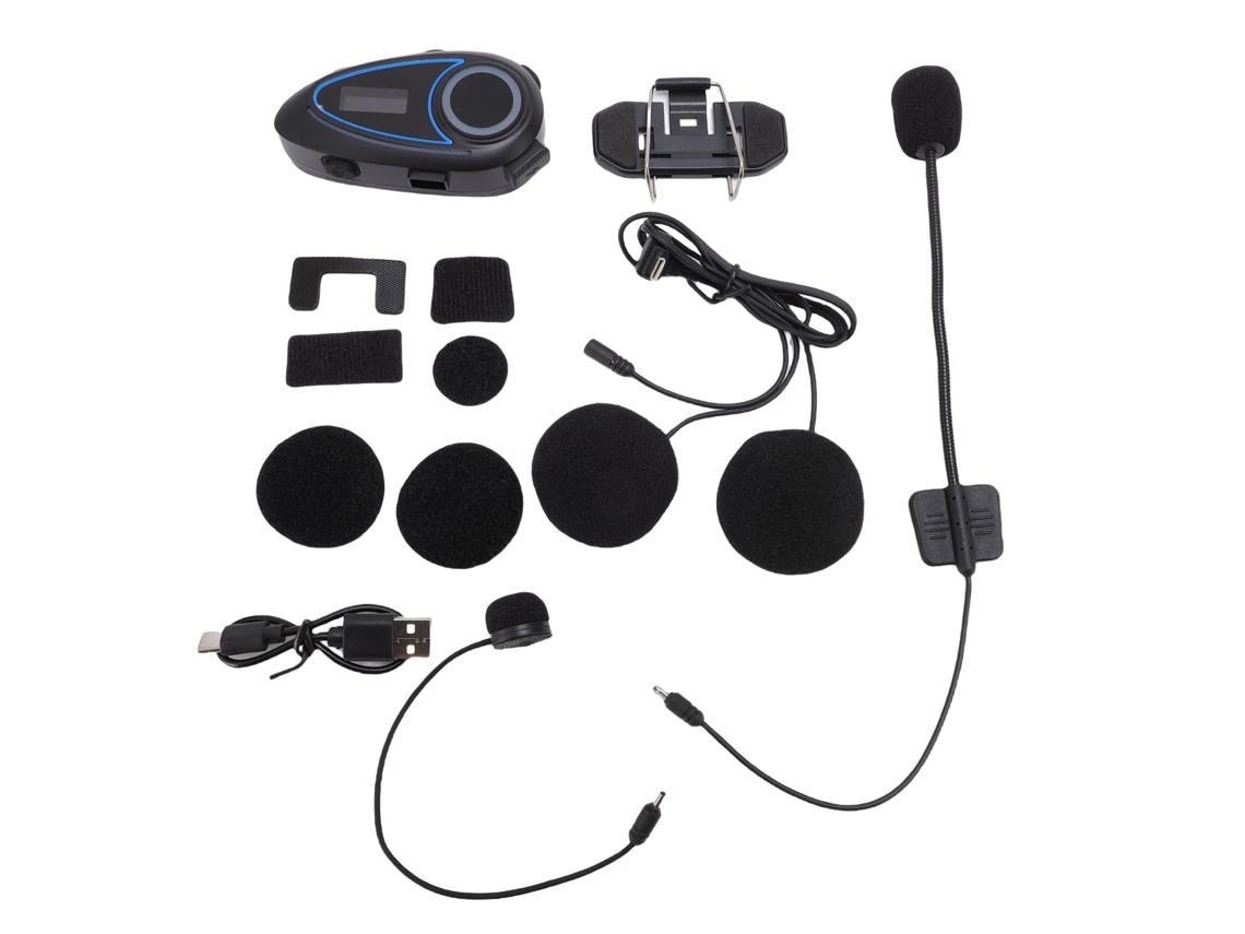 Auriculares Para Casco De Motocicleta Con Bluetooth (pantalla Lcd Radio Fm)
