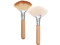 2 brochas de maquillaje en forma de abanico, brocha para iluminar mejillas, herramientas de maquillaje Rosewell
