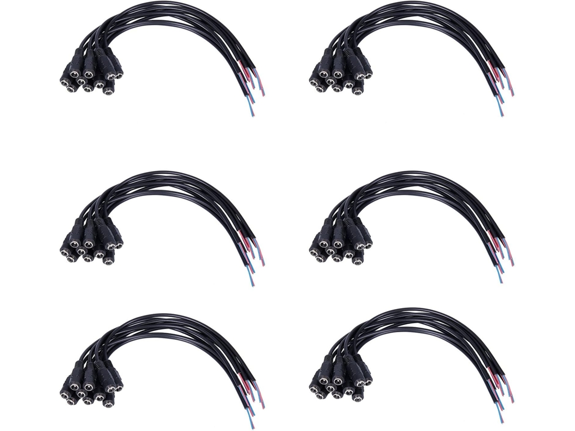 60 Unidades De Conector Hembra De Alimentación De 12 V Cc, 5,5 X 2,1 Mm, Con Cable De 15 Cm.