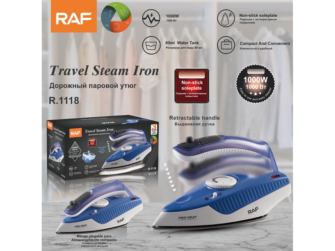 Plancha de vapor plegable estándar europea para uso doméstico - Mini plancha portátil - Plancha pequeña y compacta