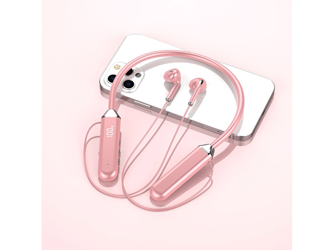 (rosa) Auriculares Bluetooth Con Banda Para El Cuello, Conectividad Inalámbrica 5.2, Sonido Estéreo, Indicador De Batería.