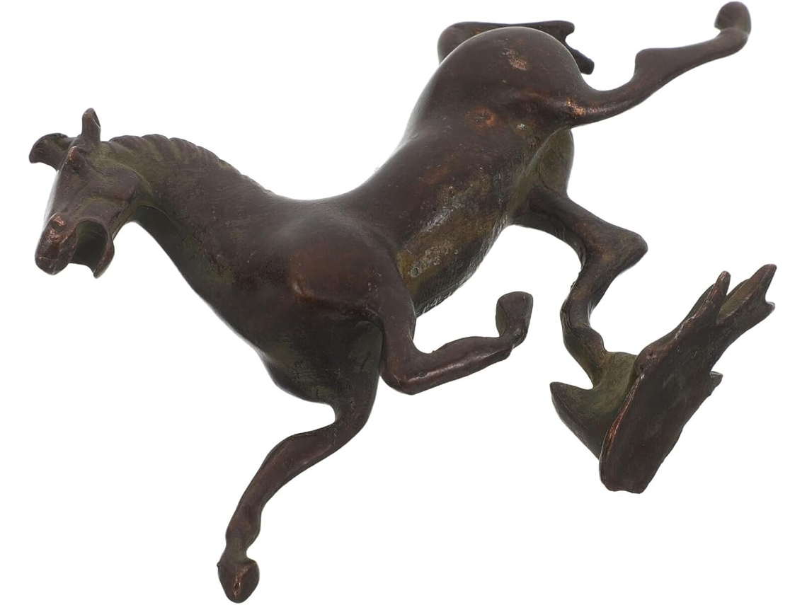 Figura de caballo chino en aleación de metal envejecido 2026, decoración Feng Shui para sala de estar y oficina.