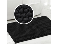 (negro) Alfombra De Baño De Fibra, Antideslizante, Absorbente, Lavable A Máquina, Alfombra De Baño De Terciopelo De Secado Rápido
