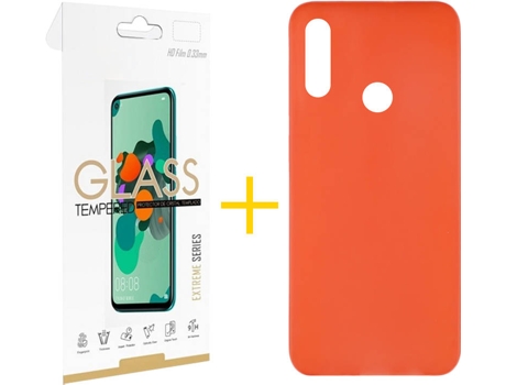 Kit Funda + Protector de Pantalla Huawei Y7 2019 SKYHE Liso 4 Rojo