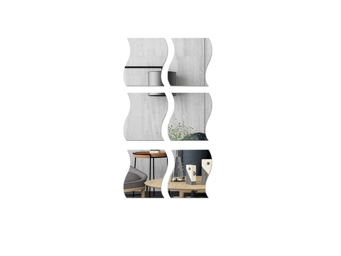 6 Pegatinas De Pared Autoadhesivas Con Efecto Espejo Ondulado 3d Para Decoración Del Hogar