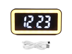 Despertador Digital Rectangular Con Carga Inalámbrica Y Usb Led Pantalla Grande Para Dormitorio Negro