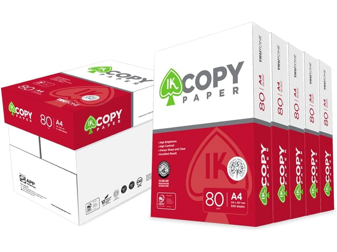 Copy Paper | Folios DIN A4 80 grs | Caja de 2.500 hojas | Para Oficina, Hogar e Impresoras Láser/Inyección/Fotocopiadora/Fax