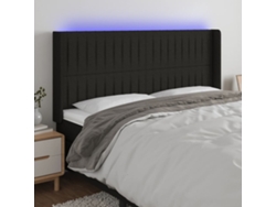 Cabecero Con Led De Tela Negro 203x16x118/128 Cm