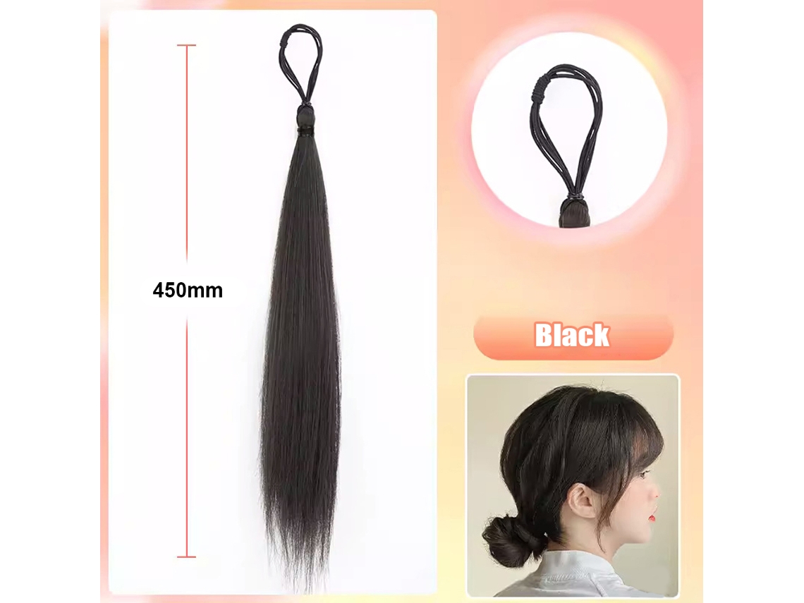 Extensiones De Cabello Liso Y Autoenrollable, Extensión De Cola De Caballo Con Lazo Elástico, Pieza De Cabello Sintético Suave Natural Para Mujeres