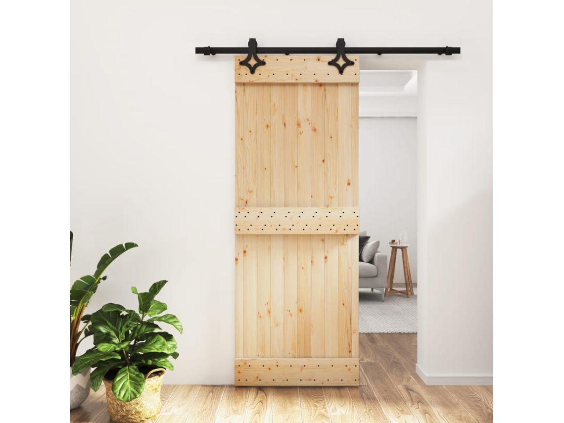 Puerta corrediza | Puerta corredera con herrajes 80x210 cm madera maciza de pino Wsd718908 Lovely Home