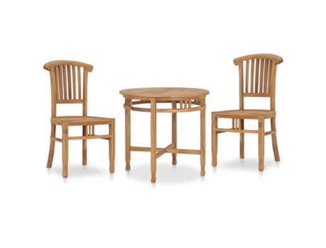 Conjunto 3 Conjunto de comedor de jardín VIDAXL madera maciza de teca