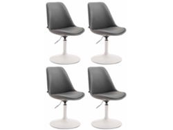 Juego de 4 sillas de comedor Maverick de piel sintética CLP gris/blanco