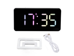 Reloj Led Espejo Con Fotosensibilidad Automática Carga Usb Alarma Digital Doble Para Hogar Dormitorio Oficina
