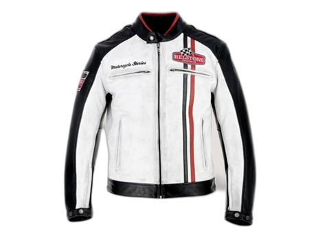 Chaqueta para Motociclismo HELSTONS Cuero Jay Motul Piel Blanco (S)