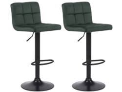 Juego de 2 taburetes de bar Feni en terciopelo verde CLP