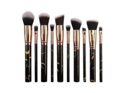 Juego de 10 brochas de maquillaje de mármol Rosewell, que incluye brochas para base, rubor, difuminado y sombras de ojos.