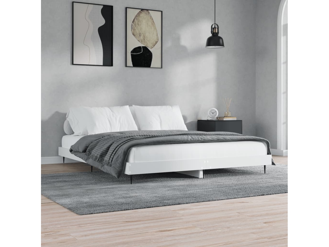 Estructura De Cama Madera De Ingeniería Blanca 120x200 Cm
