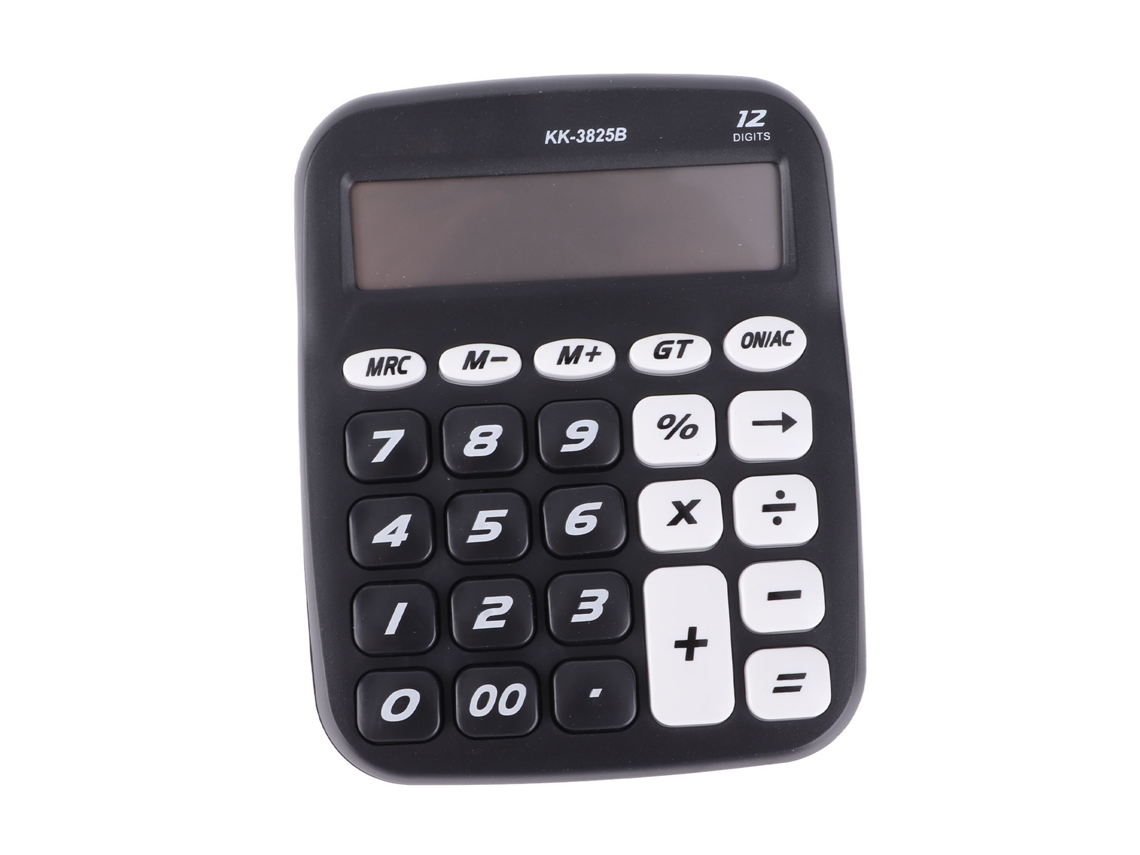 Calculadora De Escritorio A Pilas Con Botones Grandes Para Uso Escolar/de Oficina - Negra