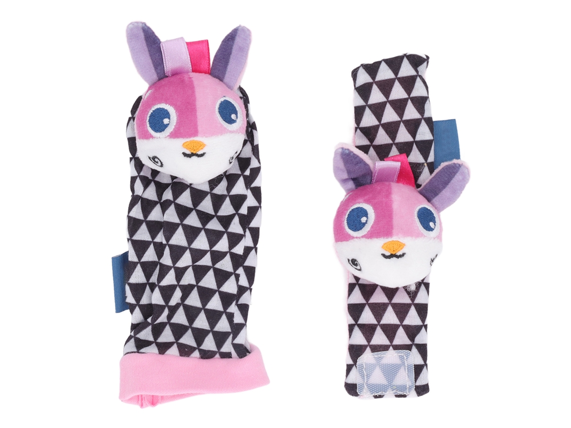 Conjunto De Calcetines Y Pulsera Para Bebé Con Campanilla 3d Para El Desarrollo Cerebral - Blanco Y Negro
