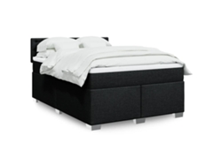 Cama Box Spring Con Colchón Tela Negro 140x190 Cm
