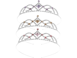 Conjunto De Diadema De Corona De 3 Piezas Para Niñas, Accesorio De Cumpleaños, Con Cristales De Diamantes De Imitación, Ligero Y Cómodo.