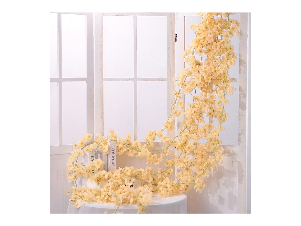 2026-rattan Artificial De Flores Falsas 1.8m 135 Cabezas De Flores Decoraciónde Seda Plástico Colgante Champagne