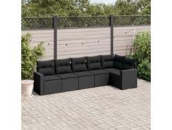 Conjunto de sofás de jardín de 6 piezas DKD Home Decor con cojines de mimbre negros