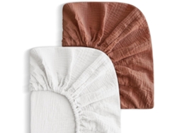 Lençóis De Berço, Conjunto De 2 Protetores De Colchão Macios E Respiráveis ​​- 96x61cm (branco E Marrom) Spqment