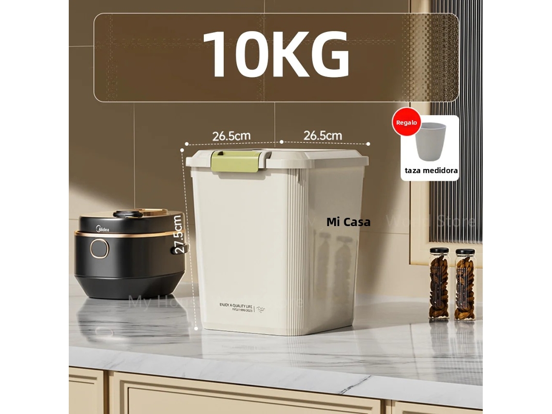 (10 Kg) Contenedor De Arroz, Caja Hermética Para Almacenar Granos Con Hebilla A Prueba De Insectos.