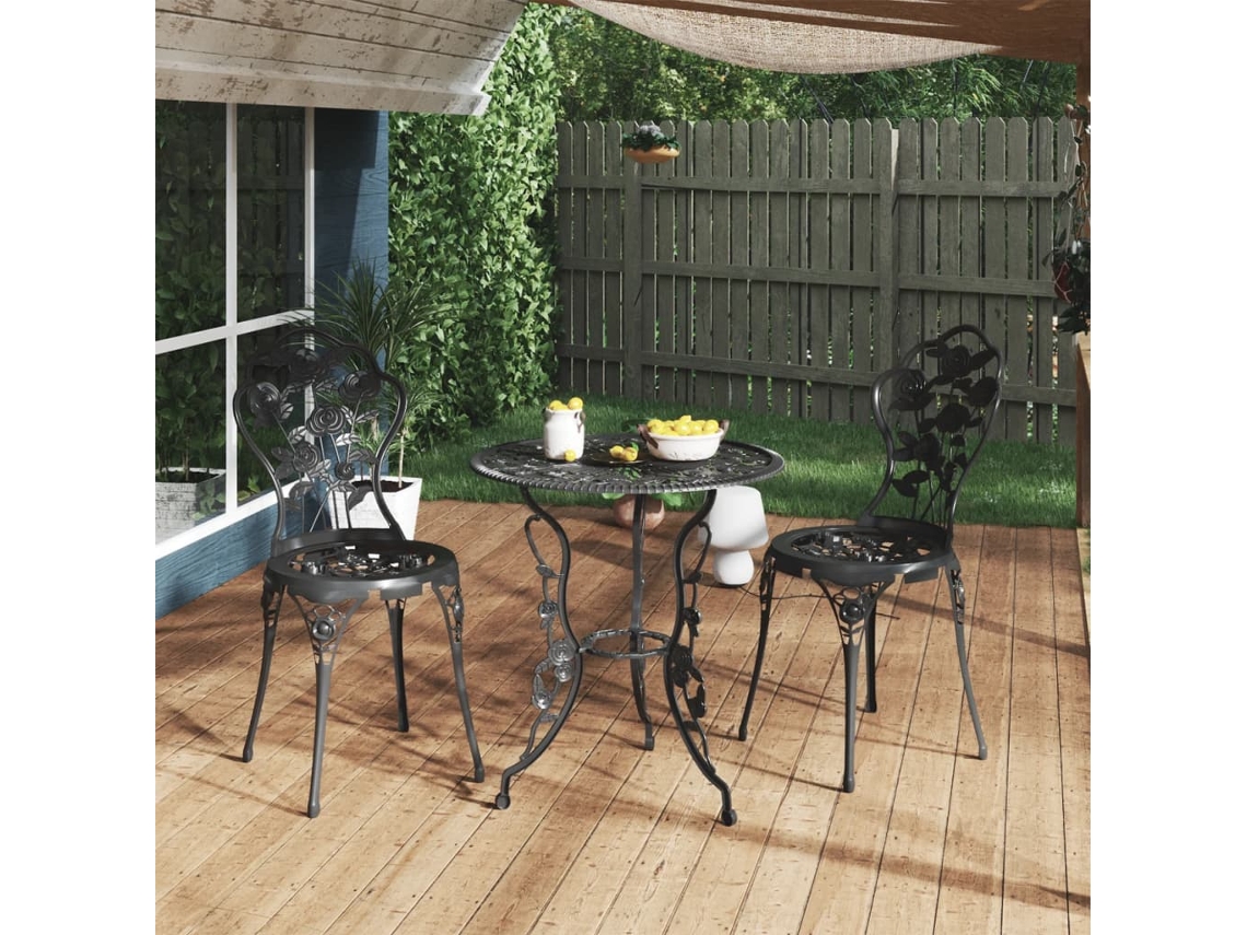 Sillas de bistró de aluminio fundido negro de 2 piezas Dkd Home Decor